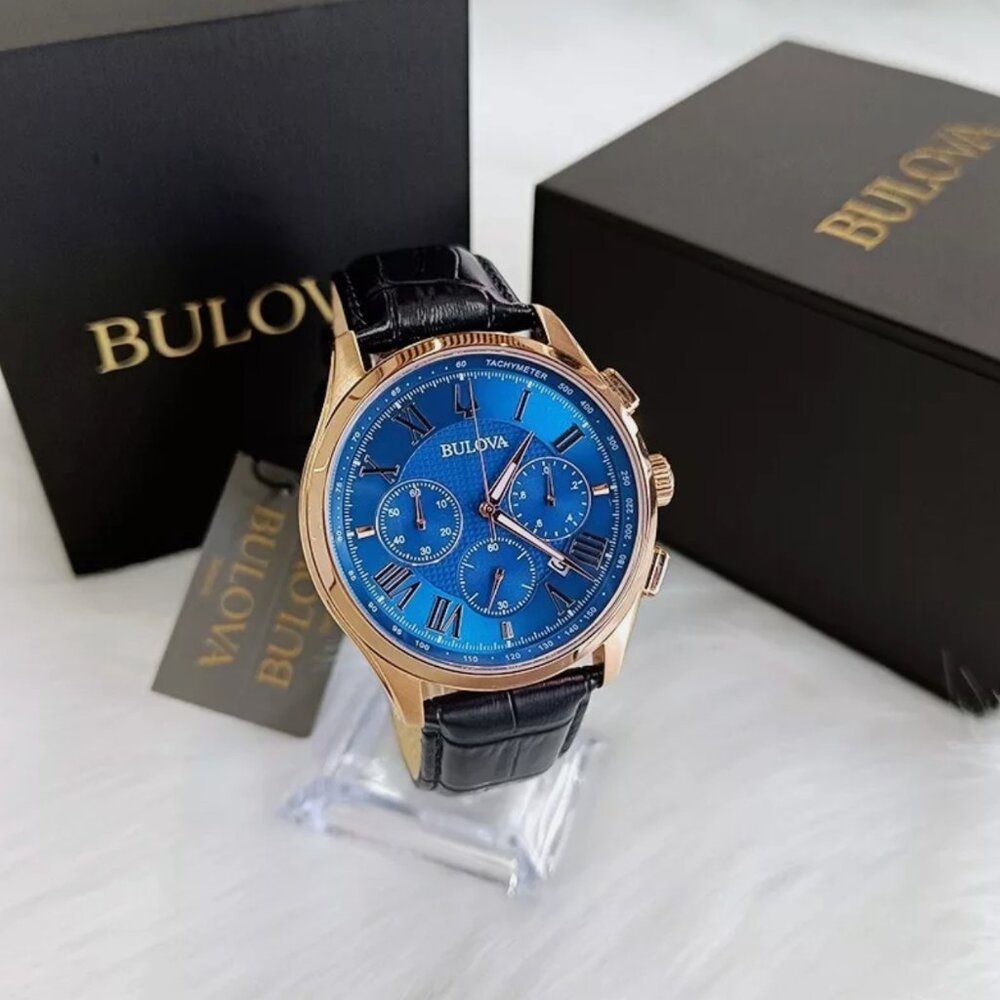 Bulova Blue Dial Rose Gold 46mm Classic watch